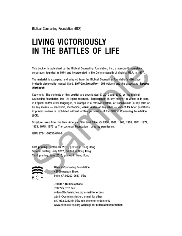 Living Victoriously in the Battles of Life pdf sample cover